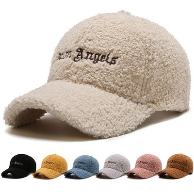 Warm Winter Baseball Cap Teddy Fleece Faux Lamb Wool Hip-Hop Hat