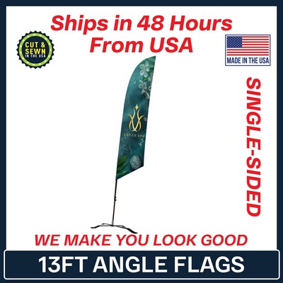 13' Angle Flag - Single Sided w/Black X Base - Made in the USA