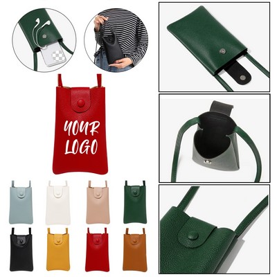 Premium Magnetic PU Leather Crossbody Phone Pouch