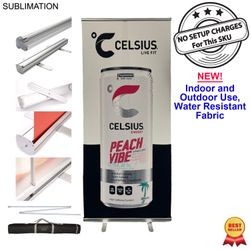 Sublimated Heavy Fabric Premium Retractable Pull Up Banner, Stand and Bag, Standard Base (33.5"x79")