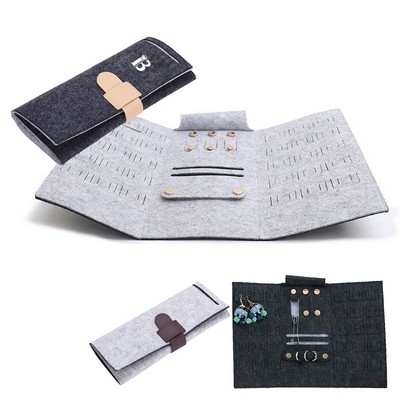 Portable Roll-up Felt Jewelry Roll Storage Bag