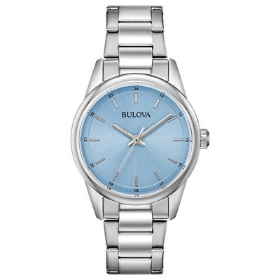 Bulova® Ladies' Classic Silver-tone Bracelet Watch, Light Blue Dial