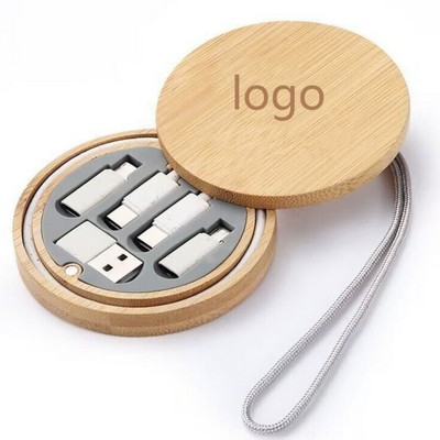 Bamboo Housing Charging Data Cable