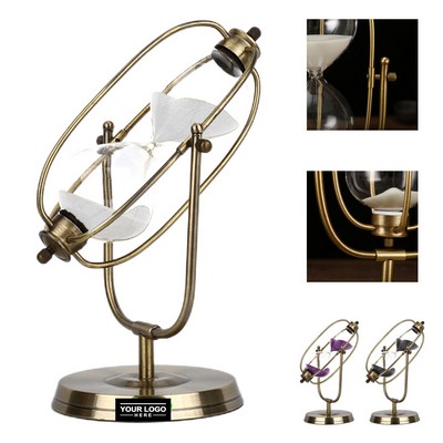 Vintage Rotating 30-Minute Sand Timer with Metal Stand