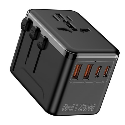 WORLD Universal Adaptor GAN 25W / 2 USB & 2 TYPE C PORTS