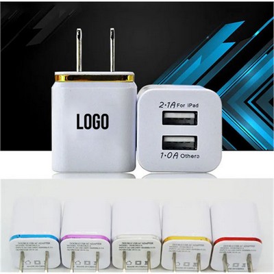 Metal Portable Dual USB Wall Charger