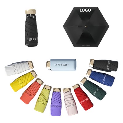 Flat 5-Fold Black Glue Coating Mini All-Weather Umbrella