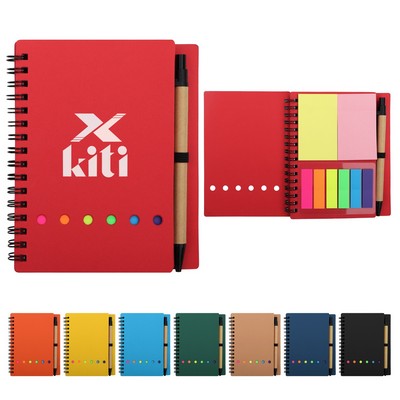 Mini Pocket Spiral Notebook W/ Sticky Notes & Pen
