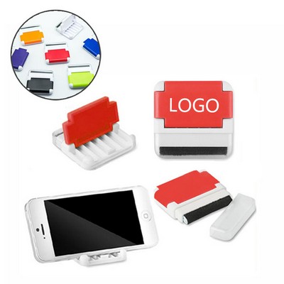 2in1 Plastic Phone Stand W/ Screen Cleaner Wipe Holder