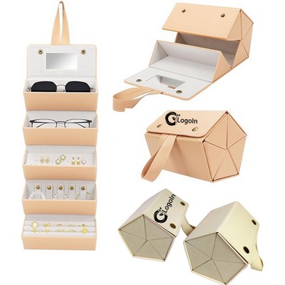 5 Slots Travel Sunglasses Glasses Case, Multiple Pairs Eyeglasses Jewelry Storage Box for Women