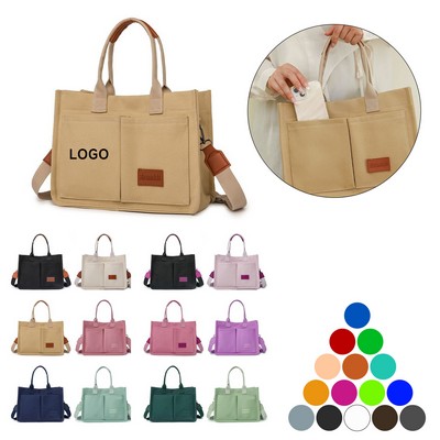 Canvas Tote Bag w/Pockets