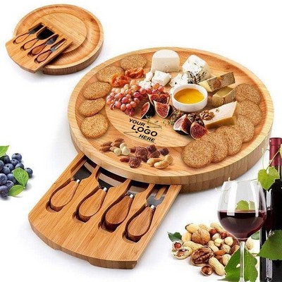 Bamboo Cheese Board with Cutlery Cutting Set
