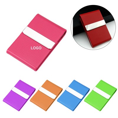 PU Leather Business Card Holder With Magnetic Shut