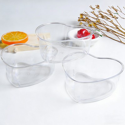 Plastic Heart Shaped Bowls Dessert Snack Dishes Fruit Salad Appetizer Serving Dinnerware
