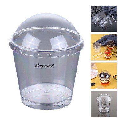 7Oz Disposable Clear Plastic Dessert Cup W/ Dome Lid