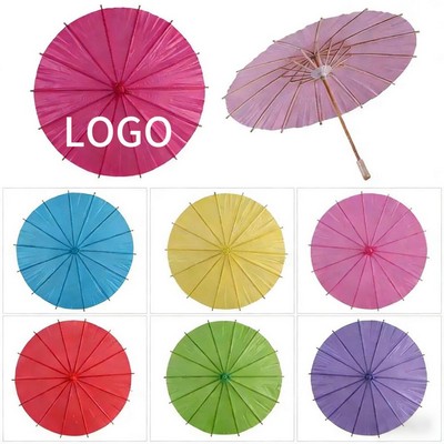 Decorative Oiled Paper Umbrella W/ Wood Handle