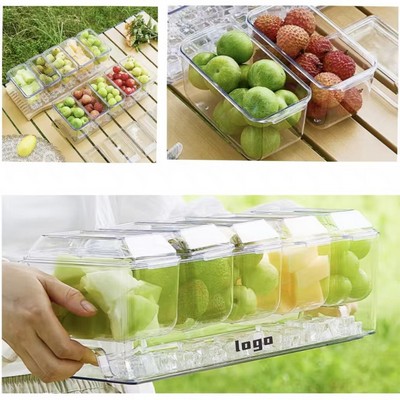 5-Compartment Transparent Fruit Storage Box With A Lid For A Picnic