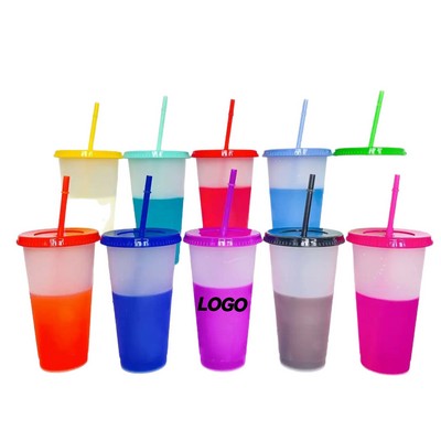 Color Changing Plastic Straw Cup