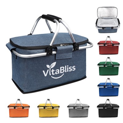 30L Foldable Insulated Cooler Bag Picnic Basket W/ Handle