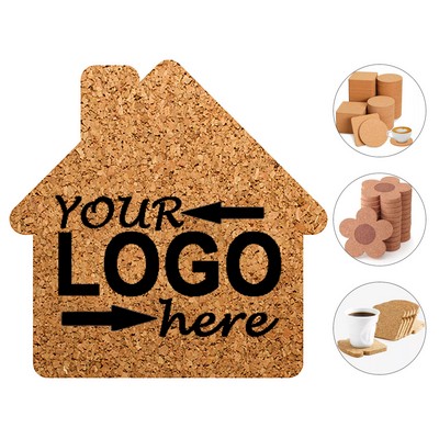 House Shaped Cork Drink Coaster