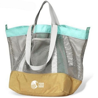 Foldable Mesh Beach Tote Bag Lightweight Travel Go
