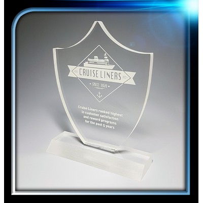 Frosted Series Acrylic Shield Award w/Base (5"x6"x3/8")