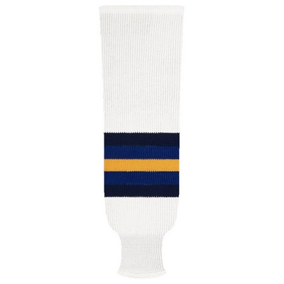 St. Louis Pro Series White Home Socks w/Blue & Gold Stripes