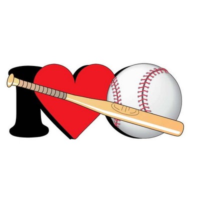 I Love Baseball w/ Bat Maxi Magnet (2 Square Inch)