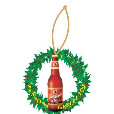 Beer Bottle Executive Wreath Ornament w/ Mirrored Back (2")