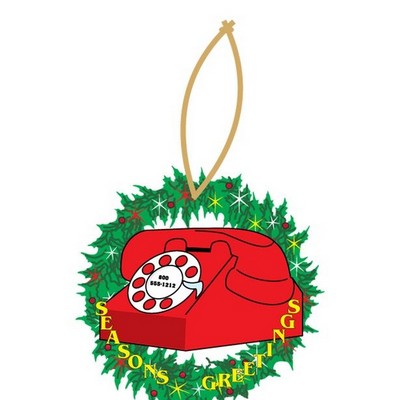 Rotary Dial Telephone Executive Wreath Ornament w/ Mirror Back (2 Square Inch)