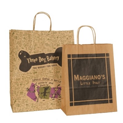 100% Recycled Custom Paper Tan Kraft Shopping Bag w/ Twisted Handles (18"x7"x18")
