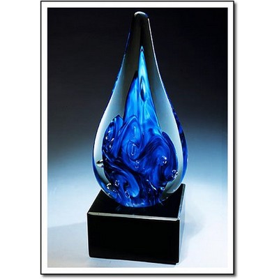 Spring Waterfall Glass Sculpture w/o Marble Base (3"x6.5")