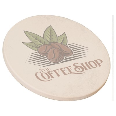 White 4.25" Sandstone Coaster