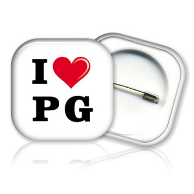 1 9/16" Pin-Back Square Tin Button