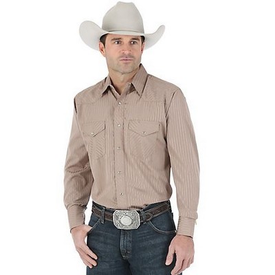Wrangler® Men's Tan Sport Western Long Sleeve Shirt