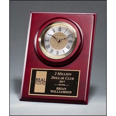Cherry Finish Clock w/Three Hand Movement, Wall Mount & Shelf Stand