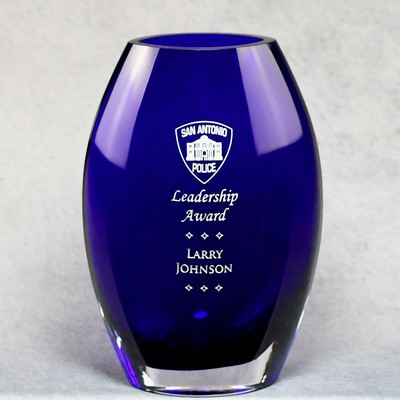 Cobalt Crystal Vase Award - 11.5"