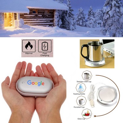 iBank ® Hand Warmer + 5200mAh Power Bank Charger + Cup Warmer (Silver)
