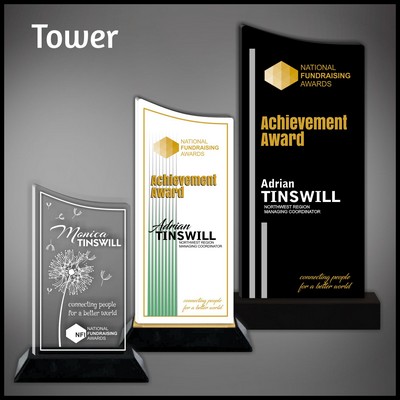 11" Tower Clear Budget Acrylic Award on a Black Base