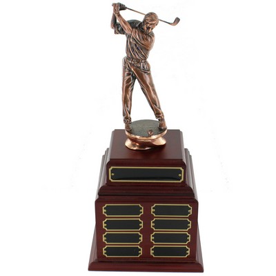 17" Perpetual Male Golf Trophy w/24 Name Plates