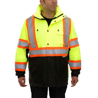 Reflective Apparel™ Systems Gear 2-Tone Mesh Lined X-Back DOT Hooded Parka