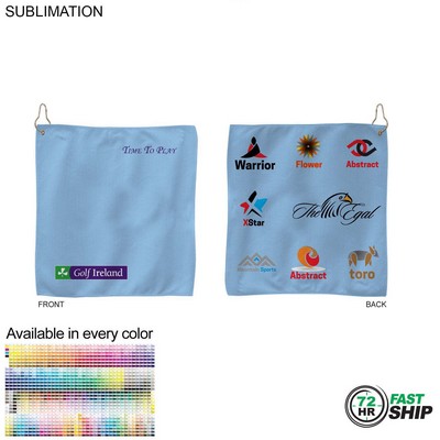 72 Hr Fast Ship - Colored Microfiber Dri-Lite Terry Golf Towel, Nofold Grommet & Hook (15"x15")