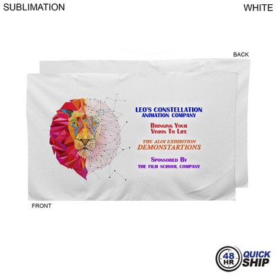 48Hr Quick Ship - Plush and Soft White Velour Terry Cotton Blend Hand, Sports Towel, (15"x25")