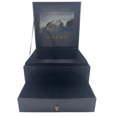 Custom MDF Core Rigid Video Box with 7" LCD Screen and Drawer