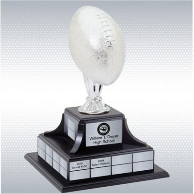 Silver Football Trophy w/Perpetual Base (14'' x 14'' x 17'')