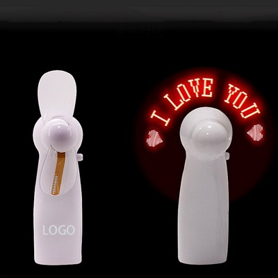 LED Luminous Portable Hand-Held Fan w/Custom Message