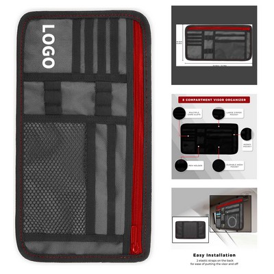 12.6" Long x 6.49" Wide 8 Compartment Car Sun Visor Organizer