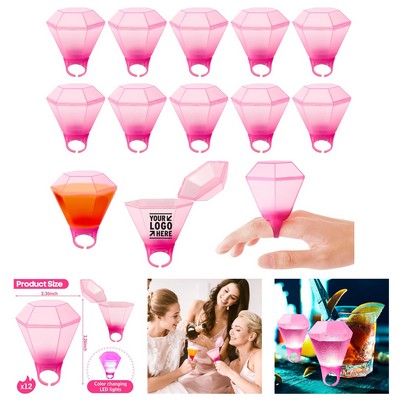 3.26 x 2.36" Plastic Wedding Ring Bachelorette LED Light Up Plastic Flash Ring Shot Glass