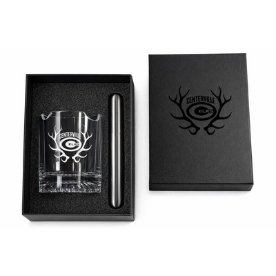 10oz lowball Glass and cigar holder Gift Set