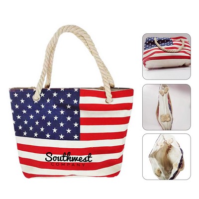 USA Flag Canvas Tote Bag